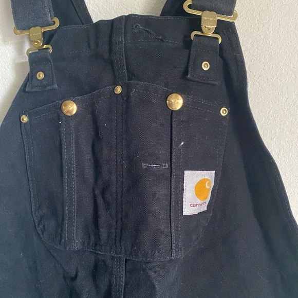 ASO DRUSKI Carhartt Black Duck Bib Thrashed Paint Splatter Canvas Overalls 42x34 - Picture 15 of 16